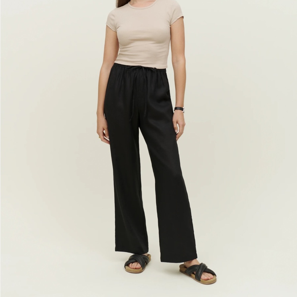 reformation black linen pants